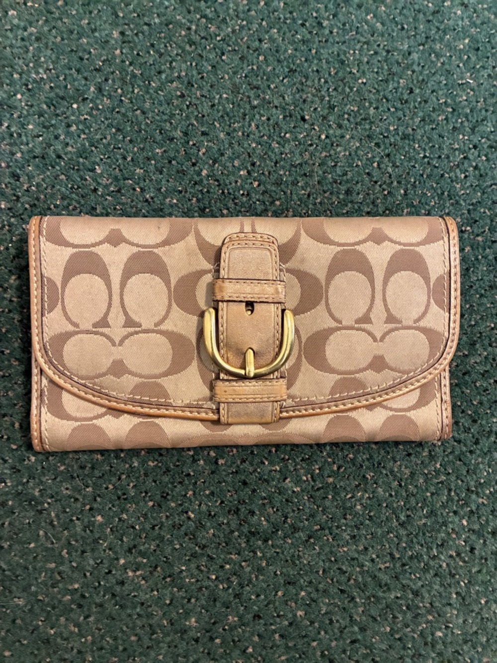 Coach SoHo Vintage Signature Khaki Gold Wallet in Brown